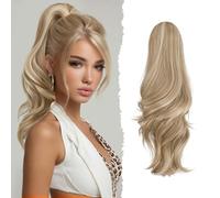 Sofeiyan Coda di Cavallo Lunga e Ondulata con Pinza, Estension Ponytail a Doppio Uso, 41 cm Naturale Sintetico Posticcio Fermaglio per Capelli Donna,88H15#