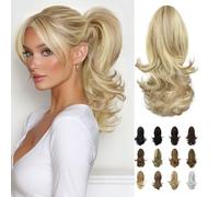 Sofeiyan Estensione coda di cavallo 33 cm Clip lunga coda di cavallo riccia in estensione dei capelli artiglio Parrucchino sintetico dall'aspetto naturale per le donne,15013