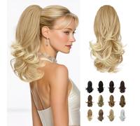 Sofeiyan Estensione coda di cavallo 33 cm Clip lunga coda di cavallo riccia in estensione dei capelli artiglio Parrucchino sintetico dall'aspetto naturale per le donne,22T613