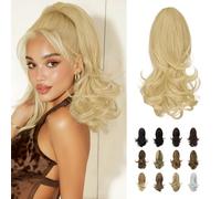 Sofeiyan Estensione coda di cavallo 35 cm Clip lunga coda di cavallo riccia in estensione dei capelli artiglio Parrucchino sintetico dall'aspetto naturale per le donne,18/613