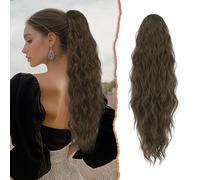 Sofeiyan Extension Coda Capelli con Coulisse Ondulata di Cavallo Parrucca Posticci 66 cm Lunga Ricci Clip in Sintetici codino Finta i capelli per Donna,Castano Medio