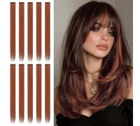 Sofeiyan Extension per Capelli con Colori Vivaci per Feste, 56 cm, 10 Pezzi, Extension Lisce Multicolore,Lunghe, Accessori per Capelli a Clip per Donne Festa 2026 FIFA World Cup, Caffè Marrone