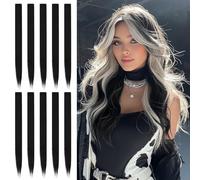 Sofeiyan Extension per capelli con colori vivaci per feste, 56 cm, 10 pezzi, extension lisce multicolore, lunghe, accessori per capelli a clip per donne, per costumi da Festa 2026 FIFA World Cup,Nero