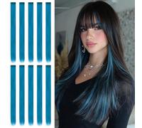 Sofeiyan Extension per Capelli con Colori Vivaci per Feste, 56 cm, 10 Pezzi, Extension Lisce Multicolore,Lunghe, Accessori per Capelli a Clip per Donne Festa 2026 FIFA World Cup, Blu Inchiostro