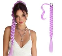 Sofeiyan Lunga Estensione Coda di Cavallo, 66 cm Lavanda Sognante Viola Lunga Coda di Cavallo Intrecciata con Cravatta Coda Capelli Lunghi Sintetico Ponytail Extension per Donne
