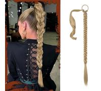 Sofeiyan Lunga Estensione Coda di Cavallo, 66 cm Lunga Coda di Cavallo Intrecciata con Cravatta Coda Capelli Lunghi Sintetico Ponytail Extension per Donne Biondo Cenere