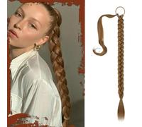 Sofeiyan Lunga Estensione Coda di Cavallo, 66 cm Lunga Coda di Cavallo Intrecciata con Cravatta Coda Capelli Lunghi Sintetico Ponytail Extension per Donne Biondo Scuro