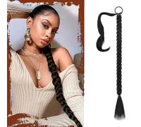 Sofeiyan Lunga Estensione Coda di Cavallo, 66 cm Lunga Coda di Cavallo Intrecciata con Cravatta Coda Capelli Lunghi Sintetico Ponytail Extension per Donne Nero