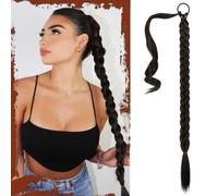 Sofeiyan Lunga Estensione Coda di Cavallo, 76 cm Lunga Coda di Cavallo Intrecciata con Cravatta Coda Capelli Lunghi Sintetico Ponytail Extension per Donne Marrone Nero
