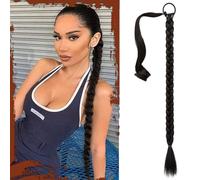 Sofeiyan Lunga Estensione Coda di Cavallo, 76 cm Lunga Coda di Cavallo Intrecciata con Cravatta Coda Capelli Lunghi Sintetico Ponytail Extension per Donne Marrone Scuro