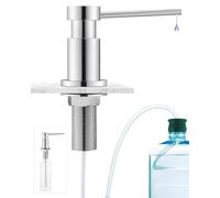 Sofetiy Dispenser di Sapone per Cucina e Bagno, Dosatore Sapone Cucina Durevole con Dadi in Acciaio Inox 304(senza Plastica), Bottiglia da 300ml e Tubo in Silicone di Estensione da 1,25m, Cromato