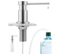 Sofetiy Dispenser di Sapone per Cucina e Bagno, Dosatore Sapone Cucina Durevole con Dadi in Acciaio Inox 304(senza Plastica), Bottiglia da 300ml e Tubo in Silicone di Estensione da 1,25m, Spazzolato