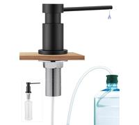 Sofetiy Dispenser di Sapone per Cucina e Bagno, Dosatore Sapone Cucina Durevole con Dadi in Acciaio Inox 304(senza Plastica), Bottiglia da 300ml e Tubo in Silicone di Estensione da 1,25m, Nero