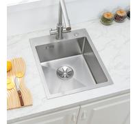 Sofetiy Lavandino Cucina 40x48cm, Lavello Cucina 1 Vasca in Acciaio Inox, Lavabo Cucina Moderno Con l'Ultimo Sifone e Troppopieno, Lavello Cucina Pequeño per Armadi di 40cm e Oltre
