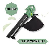 Soffiatore 3in1 3000W Aspiratore Elettrico 45L Trituratore Foglie 1400giri/min