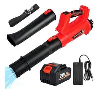 Soffiatore a Batteria 21V, con 4.0Ah Batteria,6 Velocità e Display LCD, 218 km/h,2 Ugelli - Soffiatore Foglie Potente per Giardino, Vialetti, Terrazzi, Garage e Pulizia Casa con Animali