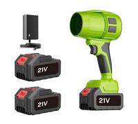 Soffiatore a batteria, 500 W, portatile, soffiatore turbo senza fili, 21 V, batterie, 130000RPM, soffiatore elettrico per foglie, neve e polvere, giardino di manutenzione prato (con 2 batterie)