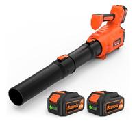 Soffiatore a Batteria, Bravolu Soffiatore Foglie Elettrico, con 2 Batteria da 5200 mAh e Caricabatteria, Velocità Aria Max 305 km/h, 5 Velocità Regolabili e Modalità Turbo