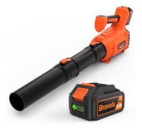 Soffiatore a Batteria, Bravolu Soffiatore Foglie Elettrico, con Batteria da 5200 mAh e Caricabatteria, Velocità Aria Max 305 km/h, 5 Velocità Regolabili e Modalità Turbo
