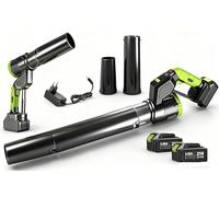 Soffiatore a batteria senza fili, soffiatore elettrico con 2 batterie da 3,0 Ah e caricabatterie, regolabile in 4 livelli, ventilatore elettrico da 50 m/s, spazzaneve senza spazzole per giardino, neve