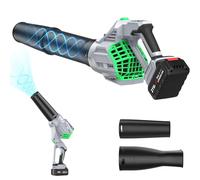 Soffiatore a batteria senza fili, soffiatore elettrico con batteria da 3,0 Ah, regolabile in 3 livelli, impugnatura girevole a 360°, 700 CFM/200 MPH per la cura del prato, neve, auto, polvere (senza