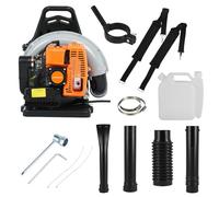 Soffiatore a zaino, 63 CC a 2 tempi, alimentato a gas, con 900 CFM e 206 MPH, soffiatore per foglie a zaino per la cura del prato, detriti del cortile e rimozione della neve (arancione)