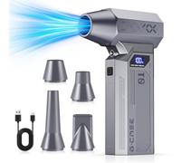 Soffiatore Aria Compressa, 130000giri/min/140W, 230g di Pressione del Vento,4 Impostazioni di Velocità, Quattro Bocchini,Display LED, per la Pulizia di Computer, Tastiere, Automobili e Divani