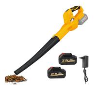 Soffiatore di fogli senza fili 21 V, 280 W, velocità di soffiaggio fino a 50 m/s, soffiatore batteria con batteria e caricabatterie, foglia per sporco e foglie, tubo rimovibile (arancia-2 batterie)