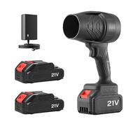 Soffiatore di fogli senza fili con 2 batterie 21 V, motore 130000 giri/min, flusso d'aria turbo,soffiatore elettrico per bolle di foglie,auto, foglie, neve, polvere (nero-2 batteria)