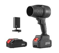 Soffiatore di fogli senza fili con 2 batterie 21 V, motore 130000 giri/min, flusso d'aria turbo,soffiatore elettrico per bolle di foglie,auto, foglie, neve, polvere (nero-1 batteria)