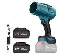 Soffiatore di fogli senza fili con 2 batterie 21 V, motore 33000 giri/min, 5 m³/min, flusso d'aria turbo,soffiatore elettrico per bolle di foglie,auto, foglie, neve, polvere (2 batterie blu)