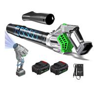 Soffiatore di foglie a batteria con Batteria e Caricatore, Soffiatore elettrico senza fili, 4 Velocità, Portatile, 180° Rotabile per Giardino, Terrazza, Prato, Neve