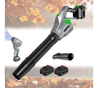 Soffiatore di foglie senza fili, 2×21V 4Ah Batteria e Caricatore Rapido, 4 Velocità, Soffiatore Elettrico 690CFM 180° Rotabile per Giardino, Prato, Terrazza