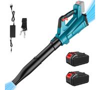 Soffiatore di Foglie senza Fili 21V, Soffiatore a Batteria Viene Fornito con Due 3.0 Ah Batterie e Spallacci, Velocità Massima 225 km/h, Ricarica Rapida, Soffiatore Elettrico per Cura Del Prato