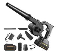 Soffiatore di foglie senza, filo 21 V con batteria e caricabatterie, 550 W soffiatore foglia con sacchetto di polvere, funzione 2 in 1 soffiaggio e aspirazione per (nero-1 batteria)
