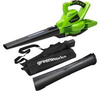 Greenworks 40V Aspiratore Soffiatore a Batteria per Foglie, con Motore Brushless, 280km/h, 9,63m³/min, Sacco di Raccolta da 45L, SENZA Batteria e Caricabatterie, Garanzia 3 Anni GD40BV