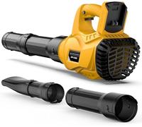 Soffiatore Elettrico a Batteria compatibile per Dewalt 20 V, Ventola a 6 livelli, Soffiatore Foglie Rimovibile, Batteria 300 km/h, 2 Tubi Soffiaggio Staccabili (Giallo)