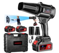 Soffiatore elettrico senza fili con batteria da 21 V x 2 pezzi e caricabatterie inclusi, mini ventilatore a getto a secco, ventilatore a getto violento turbo, soffiatore portatile leggero per la