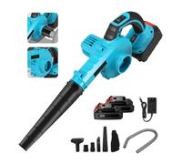 Soffiatore portatile senza fili a batteria, soffiatore a foglie elettrico senza fili 21 V, soffiatore a foglie portatile a mano, controllo a 5 velocità, per patio, tappeto erboso (2 batterie)