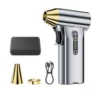 Soffiatore turbo ad alta velocità da 130000 giri/min con motore brushless e batteria ricaricabile USB-C da 4000 mAh, vento forte da 52 m/s per la pulizia dell'auto, Keyb (argento)