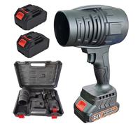 Soffiatore Turbo Jet, Soffiatore per Foglie a Batteria da 500W, 130.000 Giri/min, con 2 Batterie da 21V 1500 MAh e Caricabatterie, per Pulizia Patio, Soffiaggio Foglie, Essiccazione, Campeggio
