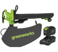 GREENWORKS Soffiatore Elettrico Aspiratore Foglie Aspirafoglie da giardino con funzione Trituratore 396 km/h - GD48BVIIK4 KIT