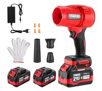 Soffiatori per foglie TEENO | 2x6,0Ah Batterie | 21V | 3 Velocità Regolabili | 116 km/h | 35000 giri/min | Leggero | Dotato di tre ugelli | Include Caricatore
