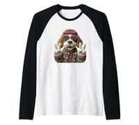 Soffice Cane Segno della Pace Carino Animale Domestico Cuore Occhiali Design Maglia con Maniche Raglan