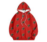 Soffice maglione donna casual felpa con cappuccio uomo stampa design comodo maglione da indossare tutti i giorni invernali stile basic maglione italiano, Colore: rosso, L