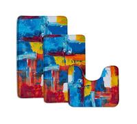 Soffice Passatoia Abstract Blue Red Bstrokes Painting Modern Art Zerbini per esterni Indietro 40×60cm per Bagno,Corridoio,WC