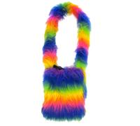 Soffice Pelliccia UV Neon Spalla Borse Nero, Rosa, Multi, White Funky Cyber Rave