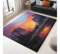 Soffice Per Camera Da Letto Tappeto, Tramonto Nella Valle Foresta Lago Shaggy Per Soggiorno Tappeti 60 X 90 Cm Antiscivolo Tappeti, Lavabile, Per Stanza Dei Giochi, Decorazione Per La Casa Multicolore