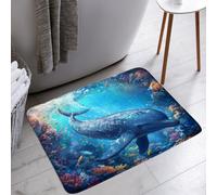 Soffice Zerbino Dolphin Sea Animal Underwater World Tropical Fish Coral Coastal Summer Blue Tappeto d'Ingresso Tappetino Doccia 40×60cm per Terrazzo,Corridoio,WC