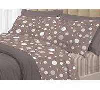 SOFFICIOSO Parure Completo Lenzuola Puro Cotone Linea 30Ventisette La Palla Pois Singolo Tortora